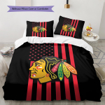 Chicago Blackhawks Mustriga Voodipesu Tekikott Komplekt Tekikott Padjap&uuml;&uuml;r Kodu Kaunistus Kingitus (1 * tekikott + 2 * padjap&uuml;&uuml;ri, ilma s&uuml;damikuta) 135x200cm white