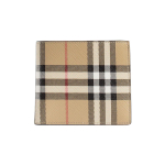 Burberry triibulise prindiga kaunistatud kahekordne l&uuml;hike rahakott mitme kaardipesaga Meeste rahakott Beež 8065641 Basic Set (Bag+Dust Bag)