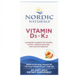 Nordic Naturals, D3 + K2 vitamiin, Suurep&auml;rane apelsin, 60 pehmet kapslit