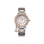 Vivienne Westwoodi k&auml;ekell Kvartsliikumine Roostevabast terasest rihm P&auml;rlmutterketas Retro Minimalistlik Ripats Naiste kellad DWVV006PRSSL Regular Watch Box