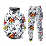 Hip Hop Graffiti 3D multikas prinditud kapuuts + p&uuml;ksid, &uuml;likond lahe meeste/naiste 2 tk. komplekt dressipluus, spordidress, kevad-s&uuml;gis, meeste riided S