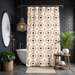 Neutraalne beež boho du&scaron;ikardin, keskmise sajandi modern, neutraalne du&scaron;ikardin, minimalistlik vannitoa sisekujundus W150xH180cm white