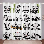 Armsad Panda Kardinad T&uuml;drukutele Poistele Lastele Multikad Hiigelpandad Akknakardin Magamistoa Elutoa Kaunistus Kardinad Pol&uuml;ester Ideaalne Piirkonna jaoks W100*H130(CM)-Rod Pocket&2PCS
