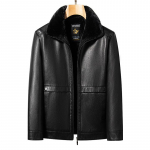 Talvine uus meeste karusnahast k&otilde;ik-&uuml;hes nahkjakk Meeste rev pluss sametist paksendatud nahkjakk isa vabaaja jope L must