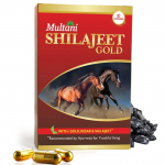Multani Shilajeet Gold Ayurveda Shilajiti Kapslid Safraniga Valge Musli-ga Eluj&otilde;u, Vastupidavuse ja Heaolu jaoks 10 Kapslit 1 Pakk