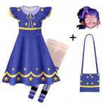 26272 Lapsed T&uuml;drukud Lily Armastuspunutised T&auml;hed Tr&uuml;kitud Varrukateta Kleit P&uuml;ksid Kott Komplekt Halloweeni Cosplay Kost&uuml;&uuml;mid 100cm sinine