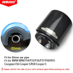 genuine SUMSOO 1PCS Black/Glod/Burnt Blue/Silver Chrome and Carbon Fiber Muffler Tip Fit for BWM MINI Cooper S Exhaust Tip Black in85mm gray