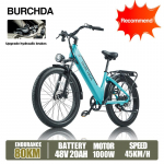 BURCHDA AZ26 1000W T&auml;iskasvanute Elektrijalgratas 48V 20AH Eemaldatav Aku, 26 Tolli 3.0 Paksude Rehvidega E-bike Linna S&otilde;iduks