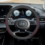 Nahast autojuhtimiskangi kate Hyundai i20 N Line 2024 i10 2019-2023 jaoks Libisemisvastane auto rooliratta kate Hyundai i30 Tarvikud