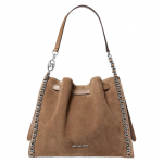 MICHAEL KORS Mina H&otilde;bedane Metallviimistlus Magnetiline Sulgur Suede &Otilde;lakott Suur Naiste Beež h&otilde;be