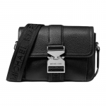MICHAEL KORS Hudsoni pandlaga klapiga reguleeritava &otilde;larihmaga nahast &otilde;la-crossbody kott unisex paaristiil must must