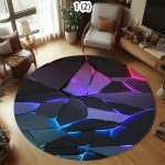 Helendav geomeetriline &uuml;mmargune vaip neoonvalguse ja 3D-pol&uuml;goonimustritega Pehme libisemiskindel p&otilde;randavaip m&auml;ngutoa elutoa jaoks 120cm x 120cm white