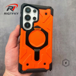 Jalaga &uuml;mbris magnetilise kinnitusega Samsung S26 Ultra S25 S24 S23 S26ULTRA jaoks Tugev p&otilde;rutuskindel raskeveokite soomus MagSafe kaitse&uuml;mbris Galaxy S25 oranž