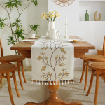 P&otilde;hjamaade tikandid Taimelaua jooksja Rohelised Lehed Tutt Teelauamatt Puuvillane Linane Lauajooks Kodukaunistus S&ouml;&ouml;gilaudlina (as the picture,33x120cm)