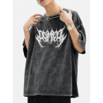 &Uuml;lem&otilde;&otilde;duline pestud punk T-s&auml;rk gooti graafikaga unisex high street vintage lai vabaaja T-s&auml;rgid Harajuku puuvillased T-s&auml;rgid mees S