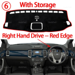 Ford Everest Ranger P375 2015-2022 Auto armatuurlaua kate Armatuurimatt P&auml;ikesekaitse Mittep&otilde;hine alusmatt Siseviimistluse tarvikud RHD Red With Hole black
