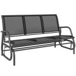 3-kohaline kiiktool 3 inimesele Aiam&ouml;&ouml;bel Terrassim&ouml;&ouml;bel Metallraam, Must 147 x 70 x 85 cm must