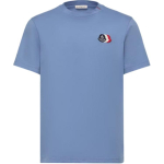 Moncler SS26 Puuvillane T-s&auml;rk Tikitud Kolmev&auml;rvilise Logoga Meeste Topid L10918C0007489B8Q714 S gray