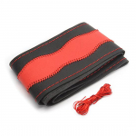 38 CM k&auml;sitsi valmistatud roolikatted DIY mikrokiust nahast auto roolikatted 37-38 cm/15 inch sinine