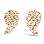 Les Tr&eacute;sors De Lily [L1840] - Boucles Plaqu&eacute; Or 'Les Ailes d'Ange' Blanc dor&eacute; - 12x6 mm kuld