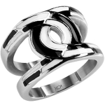Bague acier 'Calypso' noir blanc argent&eacute; 54 must