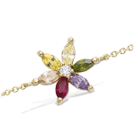 Les Tr&eacute;sors De Lily [N5389] - Bracelet Plaqu&eacute; Or 'Fleurs de Cristal' tutti frutti dor&eacute; - 15 mm kuld