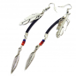 Les Tr&eacute;sors De Lily [P3551] - Boucles Cr&eacute;ateur 'Navajos' bleu argent&eacute; sinine