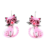 Les Tr&eacute;sors De Lily [Q1287] - Dormeuses cr&eacute;ateur 'Lilipoupettes' (chat) rose - 30x25 mm Heleroosa