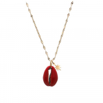 Les Tr&eacute;sors De Lily [Q8605] &ndash; kuldne punane 'Cowrie' terasest disainerkaelakee &ndash; 20x13 mm punane