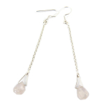 Les Tr&eacute;sors De Lily [Q9852] - Boucles Argent artisanales 'Heaven' quartz rose argent&eacute; - 7 cm- 10x7 mm Heleroosa