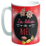 Les Tr&eacute;sors De Lily [Q3354] - suur keraamiline kruus 'Les D&eacute;lices de No&euml;l' punane (Made in France) - k&otilde;rgus 11,7 cm l&auml;bim&otilde;&otilde;t 8,5 cm punane