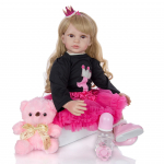 60 cm Silikoonist Reborn Baby Doll M&auml;nguasjad 24 Tollised Elus Mood Printsess Nukud Imikud Lapsed S&uuml;nnip&auml;evakingitus M&auml;ngumaja M&auml;nguasi T&uuml;drukutele Bonecas 60 cm pruun