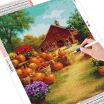 T&auml;isruudukujuline teemantmaal maastik ristpistes 5D DIY teemanttikandid k&otilde;rvitsas mosaiikmaja Halloweeni kaunistus Full Round (20X30CM)