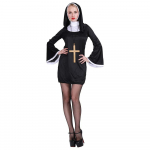 Naiste ulakas nunna kost&uuml;&uuml;m, daamide religioosne vikaar, must uhke kleit, cosplay peokomplekt M
