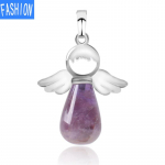 Looduslikust kivist kaelakee ripats, tilgakujuline kristall, loov naiselik inglitiib amethyst