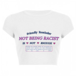 Y2K Aesthetics Cute Letter Print Basic Baby Tees Streetwear O-kaelusega l&uuml;hikeste varrukatega T-s&auml;rk Suvine valge Crop Top Slim S valge