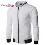 Cozy Up Meeste Diamond Check v&auml;rviline T&otilde;mblukk Stand krae Hoodies Dressipluus jakk XL valge