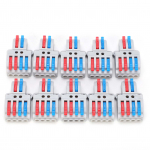 10 tk juhtmejuhtme pistik 2-sisse-4-v&auml;ljund fikseeritud auguga 4 mm&sup2; jaoturi kiire klemmiplokk 600 V