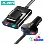 QGEEM 4 USB-autolaadija iPhone'ile Quick Charge 3.0 autolaadija haamer eesmine tagaosa QC3.0 telefoni laadimine kiire autolaadija car charger must