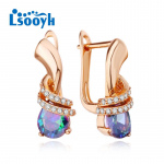 LSOOYH Clip K&otilde;rvar&otilde;ngad Roosa kulla v&auml;rvi moek&otilde;rvar&otilde;ngas naistele Cubic Zirconia &otilde;&otilde;nsad k&otilde;rvar&otilde;ngad Ehted A
