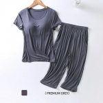 2025. aasta suvine uus naiste pidžaama, kaheosaline &uuml;likond rinnakaitsega, l&uuml;hikeste varrukatega k&auml;rbitud p&uuml;ksid, suures suuruses koduteeninduse komplekt XXXXL