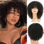 MERISIHAIR Must Tumepruun L&uuml;hike Afro Lokkis Parukas Burgundia Blond S&uuml;nteetilised K&otilde;rge temperatuuriga Fiiber Parukad naistele 14inches