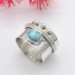 Naturaalne Larimari k&auml;sit&ouml;&ouml;na valmistatud ketrusr&otilde;ngas 925 sterlingh&otilde;bedast ehteid j&otilde;ulukingiks 6