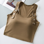 Spicy Girls Fashion Tank Top Nupp reguleeritava laia &otilde;lgadega Tank Top Racerback Fix Cup sisemise kihiga v&auml;limine alaosa s&auml;rk Fit For 40-65kg kohv