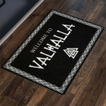 Vana-Norra Tere tulemast uksematt Norra Pagan Rustic Viking Pagan Home Decor Asatru Wikinger Vikings Mat Tere tulemast Valhalla musta matti 80cm x 120cm