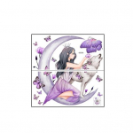 Taustakleebis Loov isekleepuv peen magamistoaga Moon Wolf Liblikad seinakaunistus