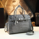 K&otilde;rgl&auml;ikega kaarekujuline nahast krokodillimustriga lukk plaatina kotikott Suure mahutavusega kaasaskantav &uuml;he &otilde;laga messengerkott One Size hall v&auml;rv