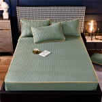 Kvaliteetne paks tepitud kaheinimese voodilina madratsi kate Pehme hingav elastne paigaldatud voodipesu s&uuml;gava taskuga 150 220 * 200 voodipesu kate Mattress Cover(120x200cm) heleroheline v&auml;rv