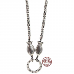 S925 Sterling Silver Burst Grain Chain Double Fish Mitmek&uuml;lgne Pandlaga Kaelakee Vintage eemaldatav K&otilde;ik kampsun kett 64CM