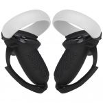 Oculus Quest 2 kontrolleri t&auml;ieliku k&auml;epidemega kate, millel on 2 kontrolleri korki, kukkumisvastane kaitsev silikoonh&uuml;lss koos k&auml;erihmaga, &uuml;hilduvad tarvikud must